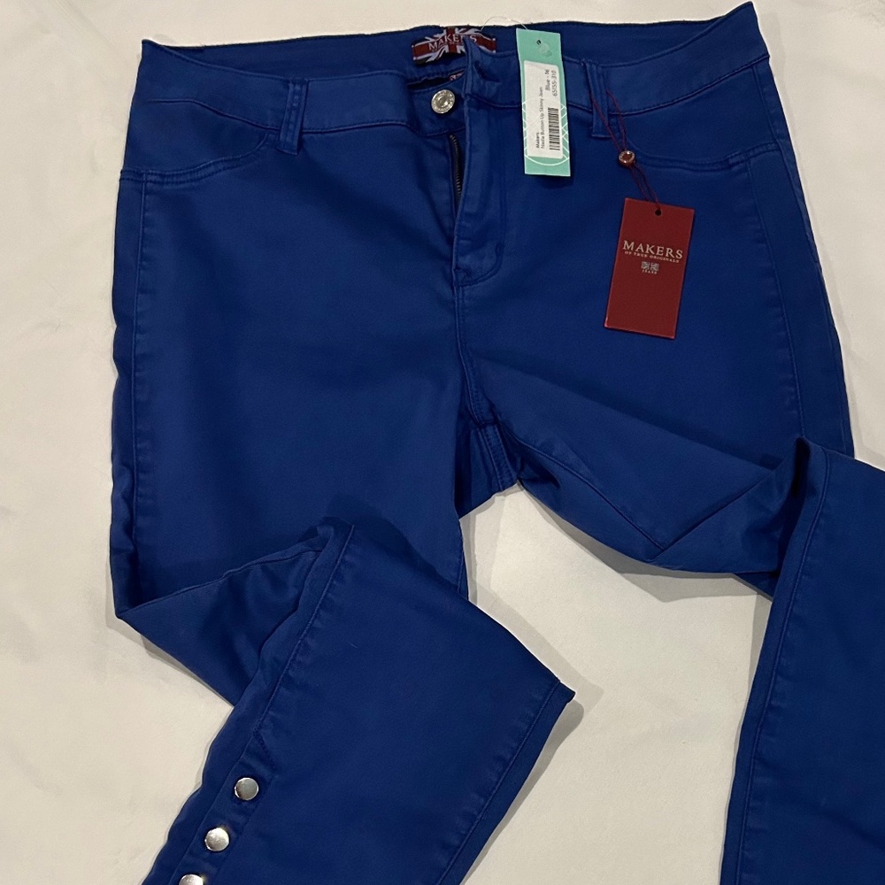 Makers of True Originals Nadia Blue Button up Ankle Skinny Jeans